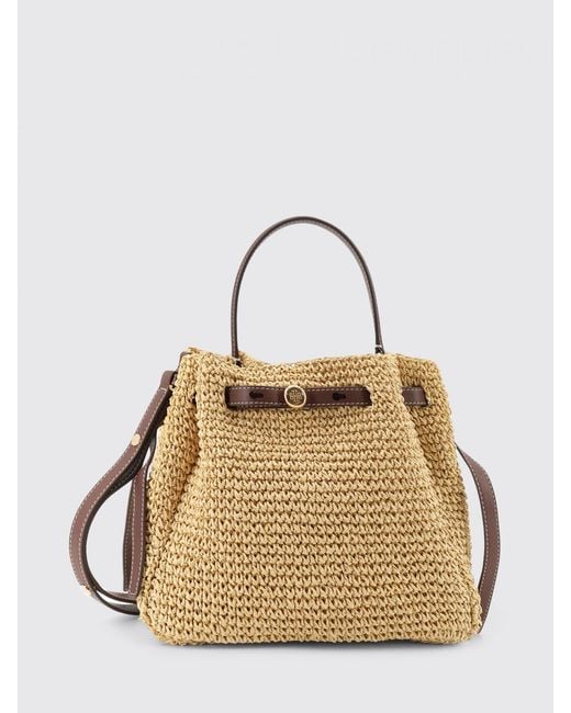 Tory Burch Metallic Romy Raffia Bucket Bag