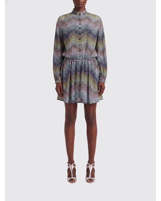 Missoni Gray Lurex Viscose Blend Chemisier Dress