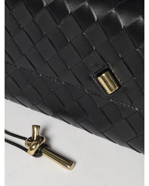 Bottega Veneta Black Andiamo Woven Leather Clutch
