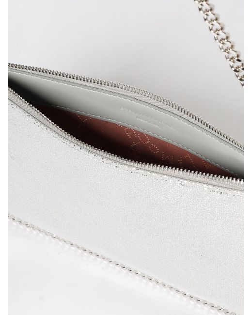 Stella McCartney White Falabella Laminated Cracked Synthetic Suede Pouch