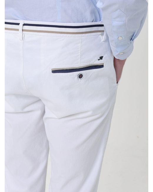 Mason's White Cotton And Wool Blend Chino Trousers for men