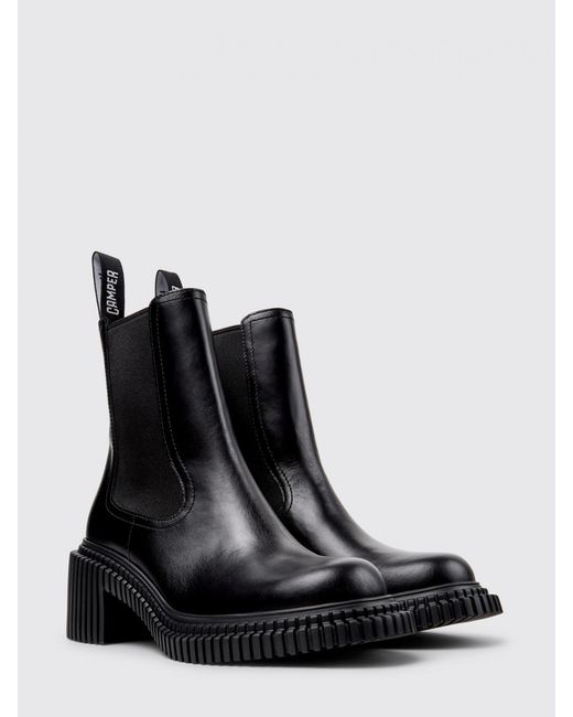 Camper Black Pix London Leather Ankle Boots