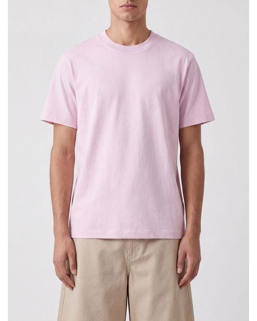 Closed Pink Organic Cotton Crew Neck T-Shirt With Dropped Shoulders for men