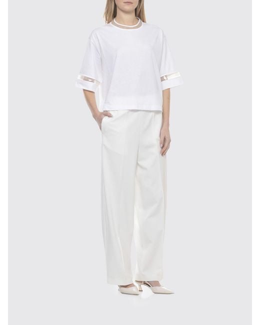Fabiana Filippi White Cotton T-Shirt With Embroidered Sequins