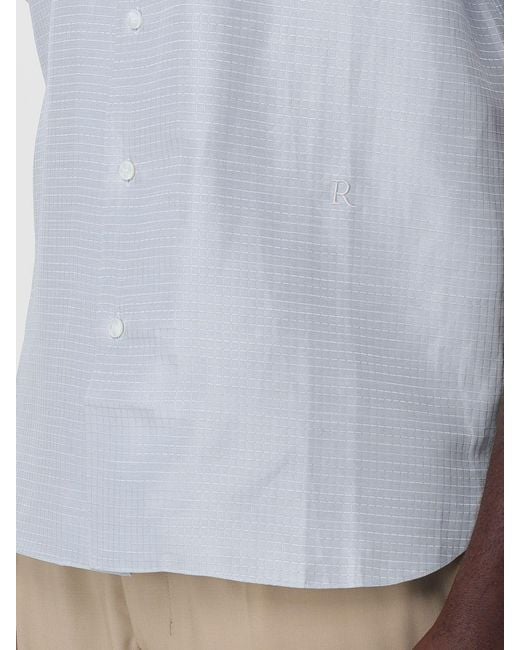 RANRA Gray Short-Sleeved Cotton-Blend Bowling Shirt With French Collar for men