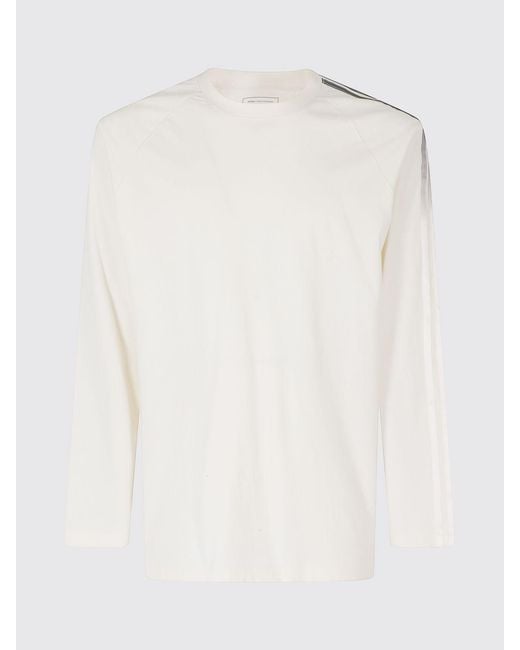 Y-3 White Long-Sleeved Cotton T-Shirt With Relaxed Fit And Crew Neck for men
