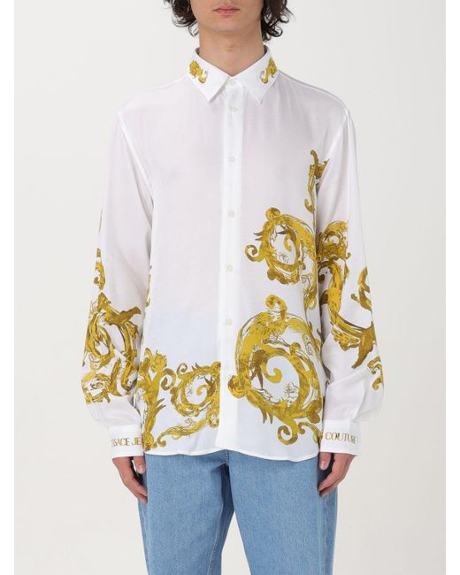 Camicia in viscosa stampata di Versace in White da Uomo