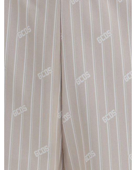 Gcds Gray Technical Fabric Shorts With Striped Logo for men