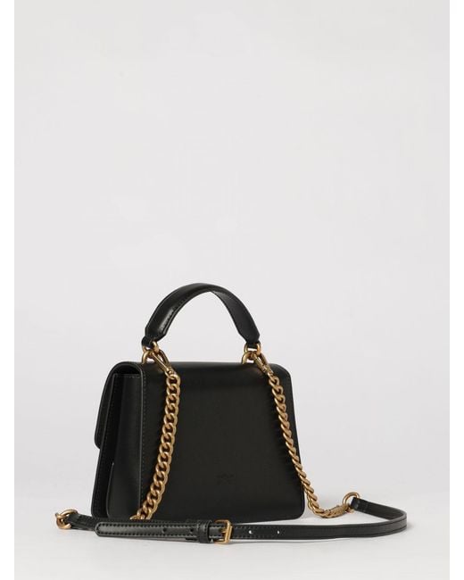 Pinko Black Love One Mini Leather Handbag