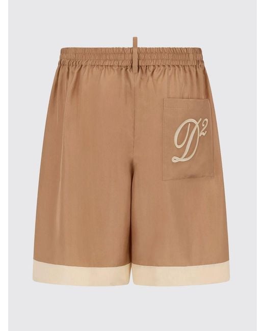 DSquared² Natural Silk Athletic Shorts With Elasticated Waist And Monogram Logo for men