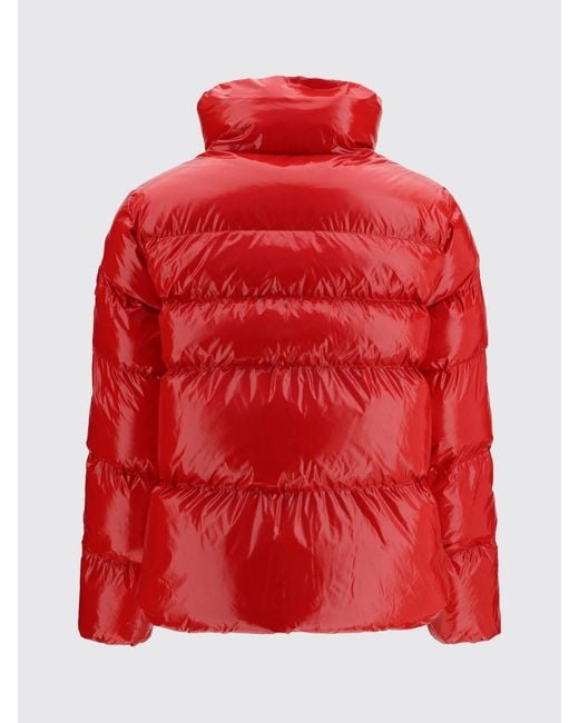 Pinko Red Quilted Water-Repellent Nylon Short Puffer Jacket With High Neck