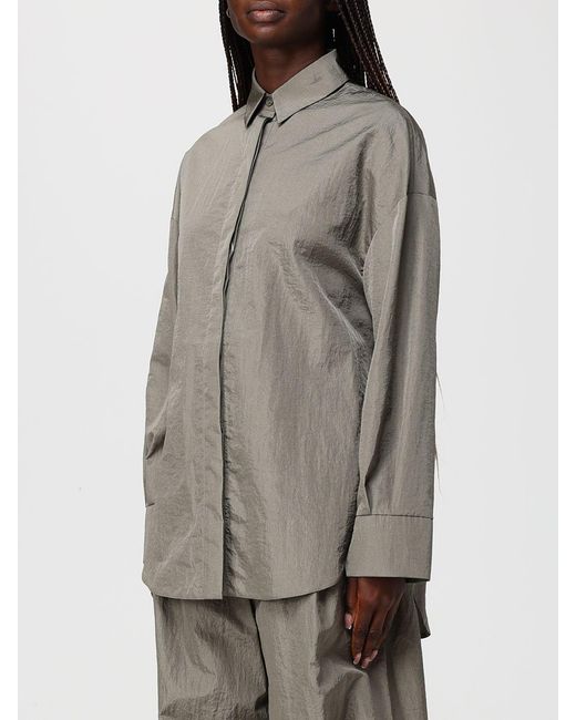 Max Mara Gray Relaxed Technical Canvas Shirt