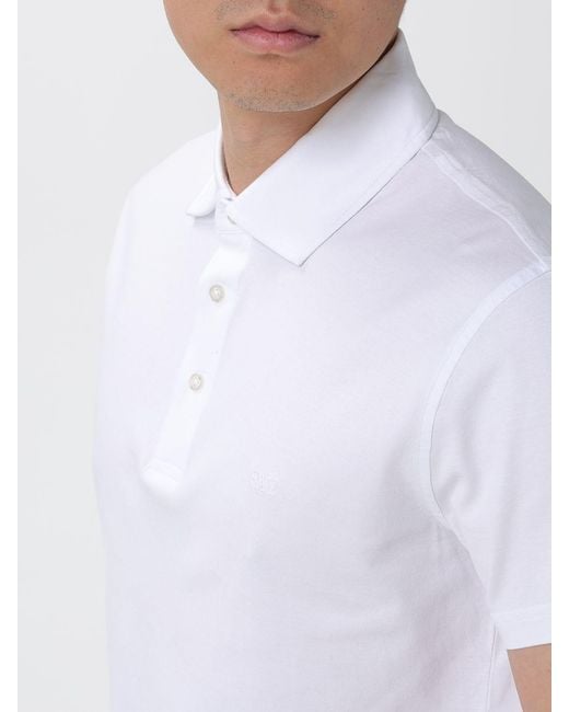 Fay White Cotton Polo Shirt With Mini Logo for men