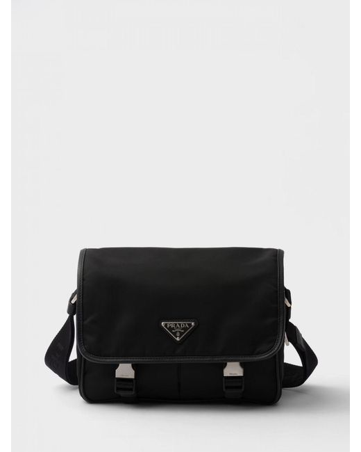 Prada Black Re-Nylon And Saffiano Leather Bag for men