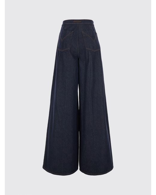 Max Mara Blue High-Waisted Wide Leg Jeans