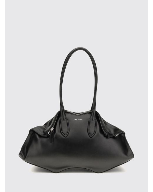 McQueen Black Calf Leather Shoulder Bag