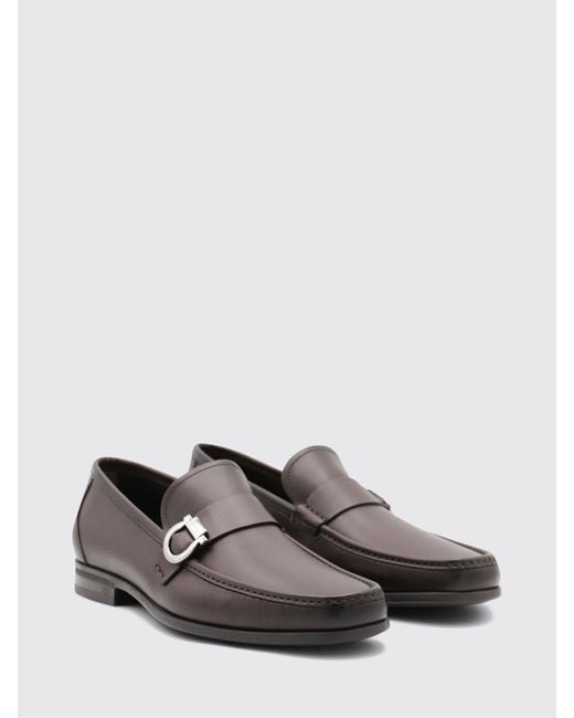 Ferragamo White Gancini Smooth Calf Leather Penny Loafers With Rubber Sole for men