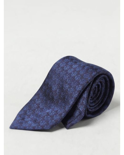 Cravatta in seta con logo jacquard di Etro in Blue da Uomo