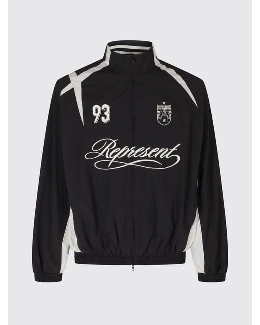 Represent Blue Nylon Bomber Jacket With High Collar And Zip Closure for men