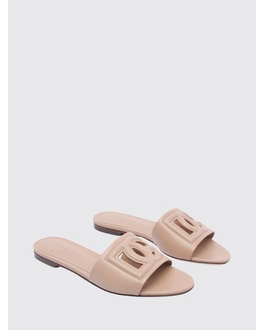 Dolce & Gabbana Pink Dolce &Amp Gabbana Leather Mule Sandals With Dg Monogram And Low Heel
