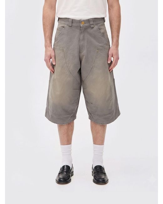 Willy Chavarria Gray Cotton Denim Shorts for men