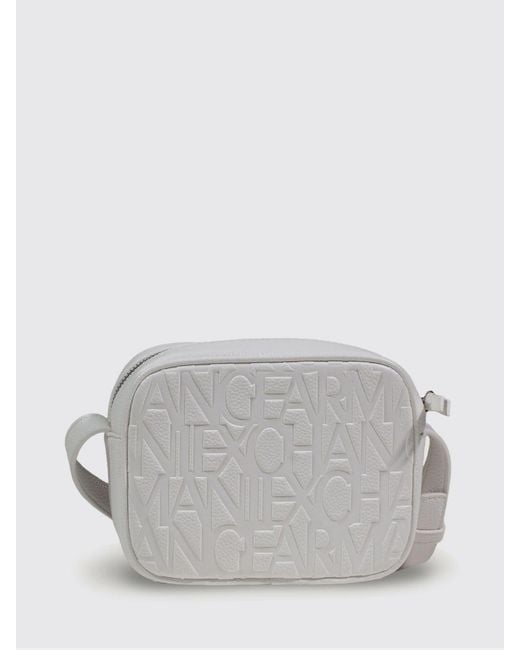 ARMANI EXCHANGE Gray Grained Synthetic Leather Bag With Embossed Logo
