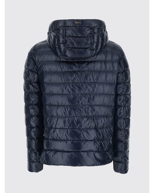 Herno Blue Quilted Ultra-Light Nylon Short Down Jacket With Hood