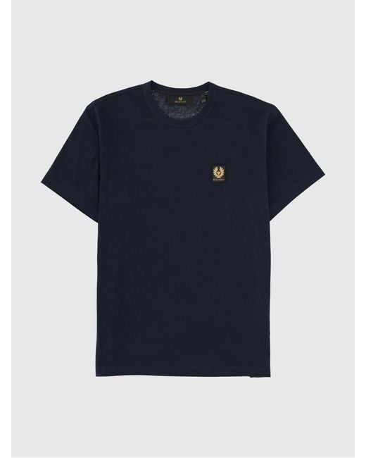 Belstaff Blue Cotton T-Shirt With Logo for men
