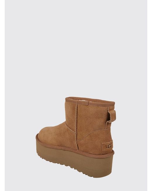 Ugg Brown Classic Mini Platform Suede And Wool Ankle Boots