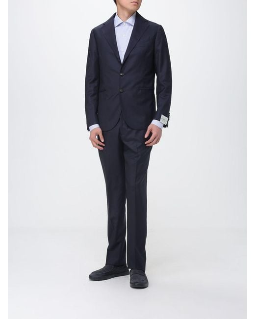 Luigi Borrelli Napoli Blue Single-Breasted Virgin Wool Suit for men