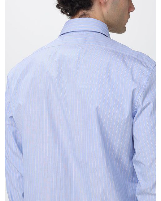 Maison Margiela Blue Striped Cotton Shirt for men