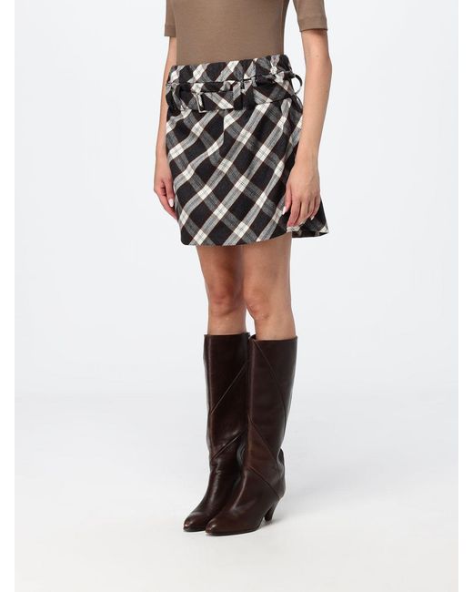 Brunello Cucinelli Black High-Waisted A-Line Check Wool-Blend Mini Skirt