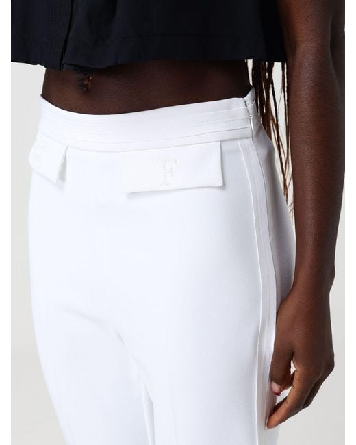 Elisabetta Franchi White Crepe Cropped Trousers