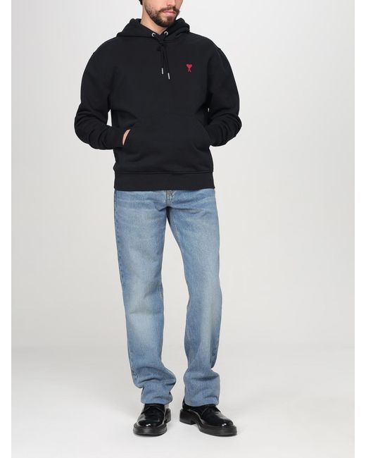 Sudadera De Algodón Con Logo AMI de hombre de color Blue