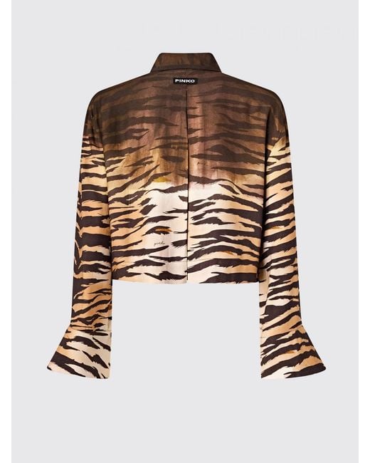 Pinko Brown Viscose Shirt With Animal Print
