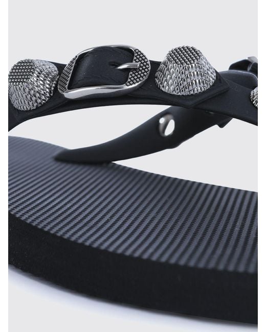 Balenciaga White Studded Rubber Thong Sandals With Decorative Buckle