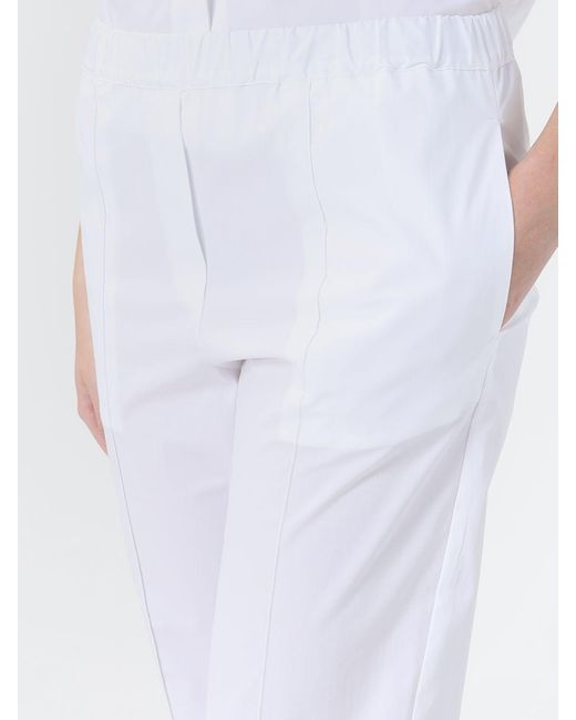 Semicouture White Romana Cotton Poplin Trousers
