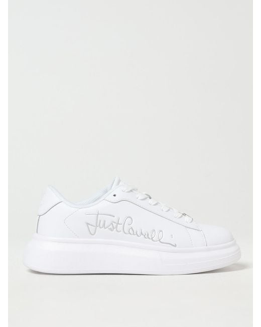 Just Cavalli White Platform Sneakers Signature Logo