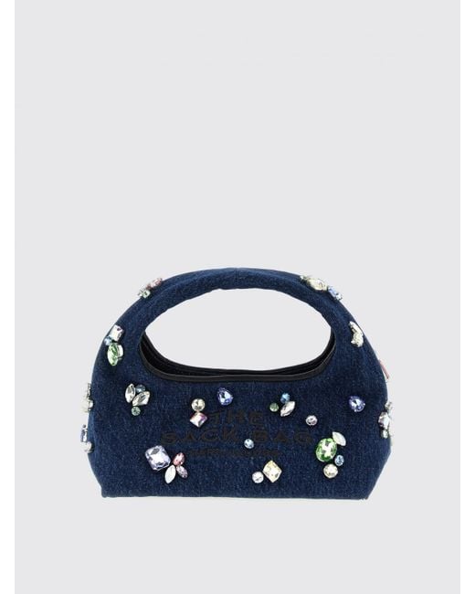 Marc Jacobs Blue The Gem Denim Sack Bag With Applied Crystals