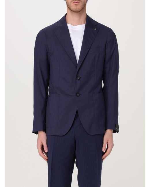 Tagliatore Blue Tailored Blazer Notch Lapel for men