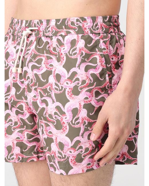 Kampos Pink Patterned Nylon Swimsuit for men