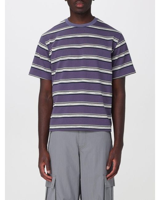 Carrera Blue Striped Cotton Crewneck T-Shirt With Embroidered Logo for men