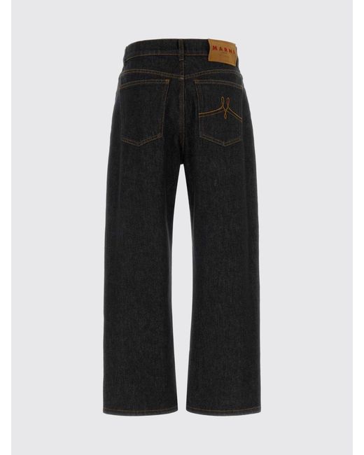 Marni Black Denim Jeans With Floral Embroidery