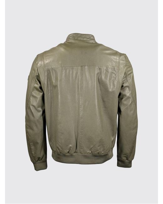 Peuterey Green Leather Bomber for men