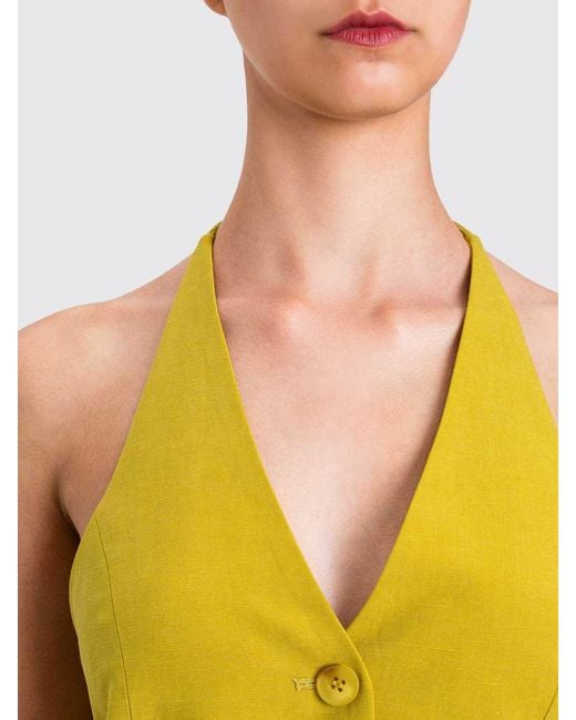 Twinset Yellow Linen Blend Vest