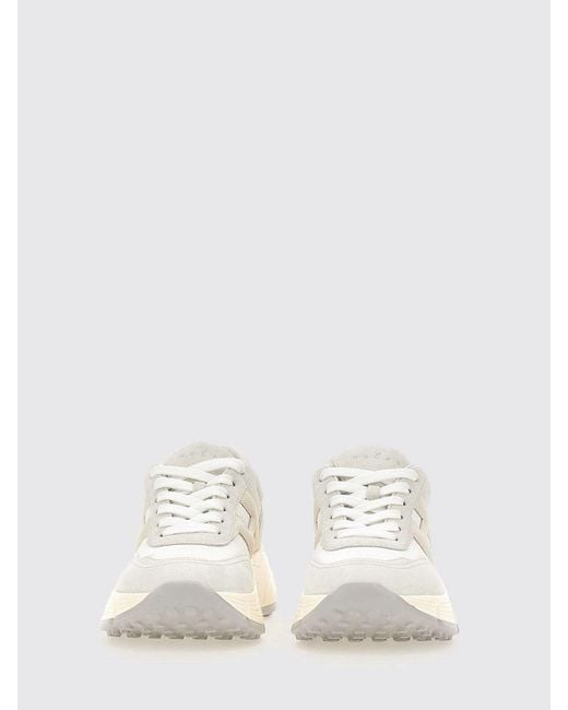 Hogan White H669 Suede And Mesh Sneakers