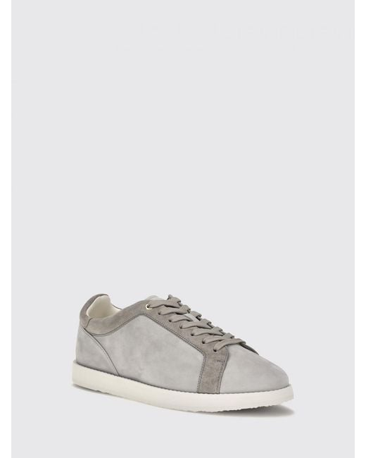 Brunello Cucinelli White Low Top Leather And Suede Sneakers With Printed Logo for men