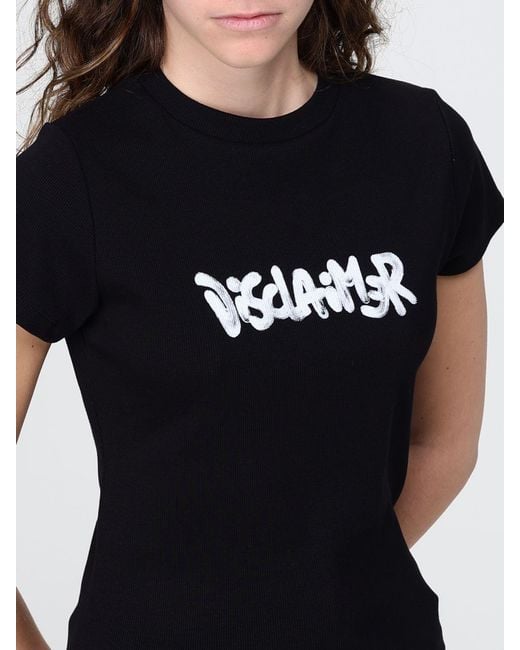 DISCLAIMER Black Slim Fit Cropped T-Shirt