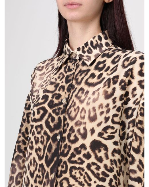 Ermanno Scervino Brown Animal Print Silk Shirt