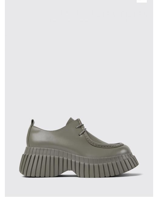 Camper Gray Pix Bcn Brushed Leather Platform Derby